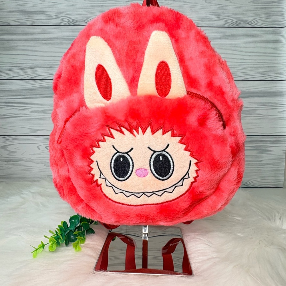 Red/Pink Labubu Plush Backpack‎ - Picture 2 of 7